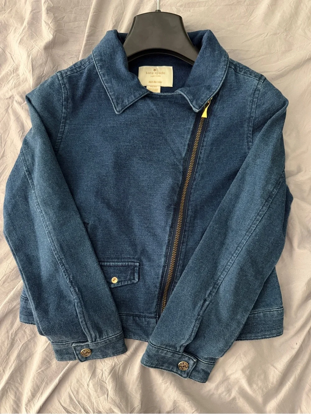 Kate Spade New York Girls Moto Denim Jacket – NWOT | Size 10 (140 cm)